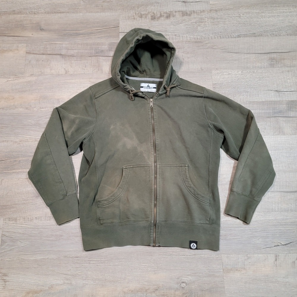 American Giant Classic Full Zip Hoodie Green Cotton XL USA Made M1-1A-1 *Faded*